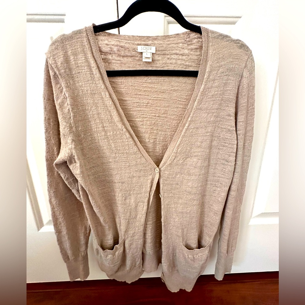 Vintage J Crew Women's Linen-blend Cardigan Sweater